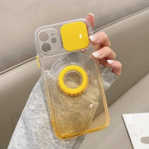 FORLUZ Armor Camera Lens Protection Estuche Transparente Degradado para iPhone15 13 Pro MAX 12 11 Mini XS X XR 8 7Plus Soporte para Anillo Soporte Cove, Amarillo, para iPhone 13
