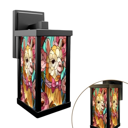 JBNJANKDAV Outdoor Wall Lights Stunning Stained Glass Alpaca Portrait Pastel