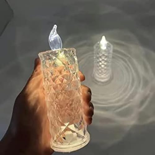 Image of Desidiya 2 Pcs Acrylic LED Decorative Candles Light - 15cm Transparent Flameless Ambient Lamps for Home, Diwali, Christmas & Gifting - Smokeless Battery Operated