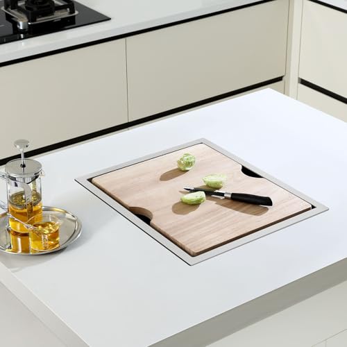 Image of 15 Inch Brushed RV Sink - MENATT 15 x 18 Inch Small Kitchen Sink 18 Gauge Stainless Steel Single Bowl Basin with Foldable Faucet Cutting Board