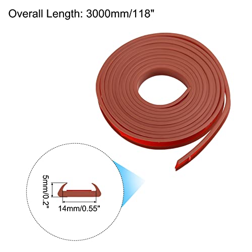 Image of uxcell U Shape Furniture Edge Banding, 3 Meters Self Adhesive Flexible Edging Trim, 5x14mm TPE Edge Guards for Cabinets Furniture Repair Restoration, Brown