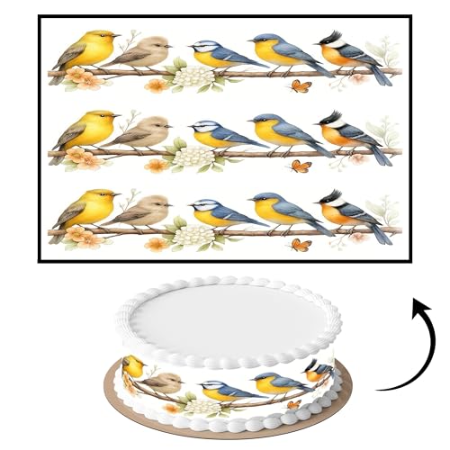 6 Pcs Birds Cake Strips – Edible Birthday Cake Side Borders Birds, Edible Side Decorations, Icing Sheets