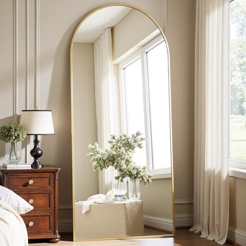 Arched Gold Full Length Mirror, 57"X20" Large Floor Mirrors, Full Body Mirror for Leaning or Hanging, Standing Mirrors for Bedroom, Living Room,Dressing Room, Aluminum Alloy Frame, Gold