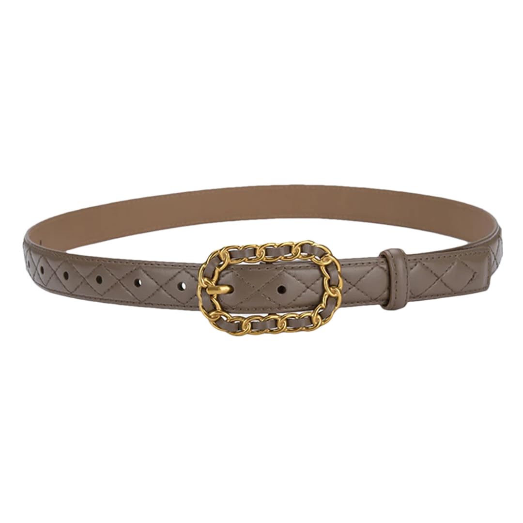 Cinturón de piel auténtica con hebilla de 2,3 cm de ancho, hebilla dorada, accesorios de cinturón para mujer