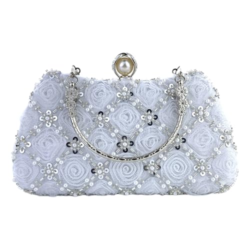 Pochette de soirée à paillettes femme sac à main de soirée tendance blanc de fête