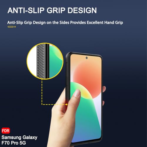 Image of TheGiftKart Liquid Silicon Back Cover Case for Samsung Galaxy F70 Pro 5G | ShockProof Military Grade Protection | Micro-Fibre Cloth On Inner Side | Built-in Anti-Slip Grip Back Cover Case (TPU, Black)