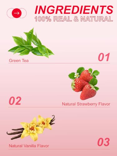 Image of TeeLux Vanilla Strawberry Green Tea Bags, Smooth & Fruity Green Tea, 100 ct