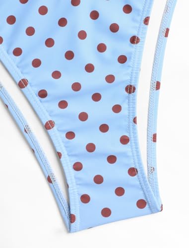 Image of ZAFUL Women's Polka Dot Bikini Set Double Layer Halter Swimsuit Colorblock Side Tie 2 Piece Bathing Suit