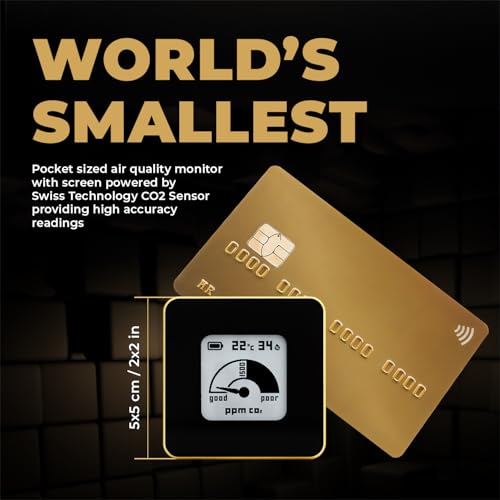 Drahtloses,Tragbares,Aluminium-Innen Luftqualitätsmonitor AIRVALENT(CO2, Relative Luftfeuchtigkeit, Temperatur) Einzigartiges, Design-Messgerät,Sensor,Taschengröße (Elegance)