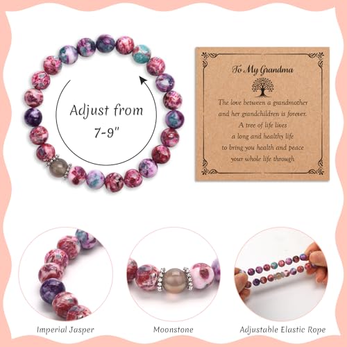 Mothers Day Gift for Grandma Gifts for Birthday Christmas, Natural Stone Tree of Life Bracelet Presents for Grandma Nana4