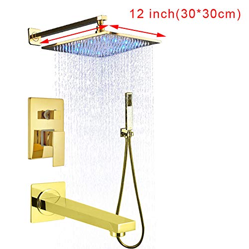 Ensemble de douche or 12 pouces à LED pour salle de bain chic - 4
