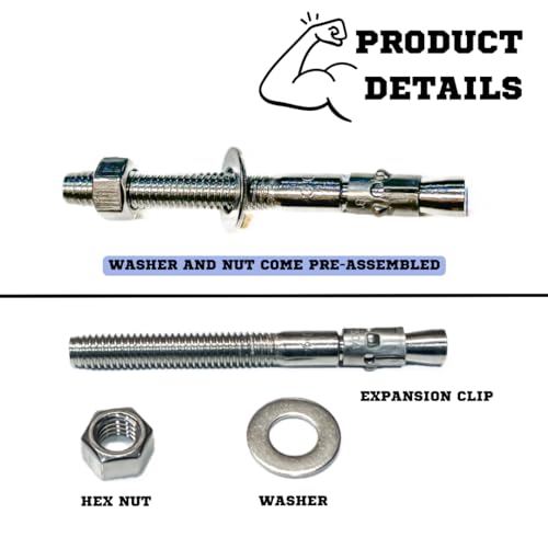 wedge anchors  heavy-duty 304 stainless steel expansion bolts for concrete amp masonry rust-resistant amp durable - 3834 x 3-3434 - 25 pack
