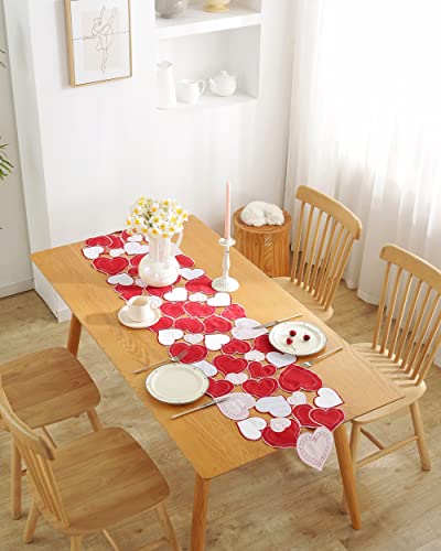 Valentines Day Decor Valentines Day Table Runner 70 Inches Long Embroidered Red Pink Love Heart Table Runner For Birthday, Wedding Anniversary, Marriage Proposals, Engagements, Romantic Events #TOP1