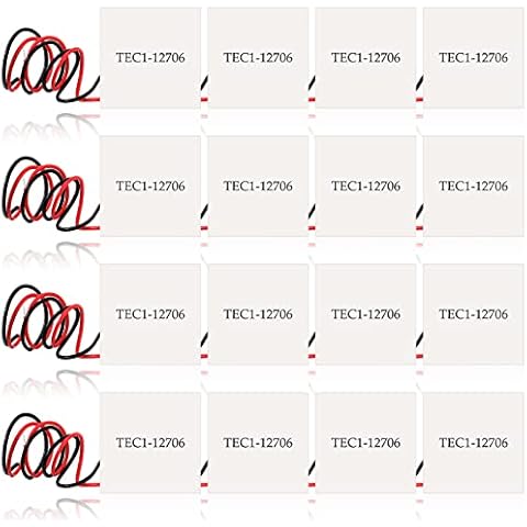 16 Pieces Thermoelectric Cooler Peltier Thermoelectric Power Generator Thermo Electric Generator 12V 60W 6A Heatsink Thermoelectric Cooler Cooling Peltier Plate Module, 1.57 x 1.57 x 0.16 inch Cover