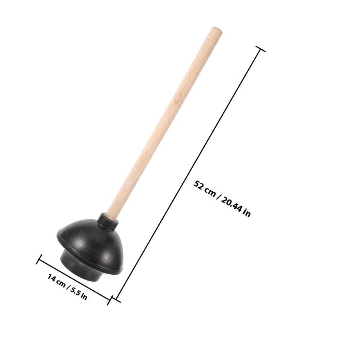Desatascador de Inodoro Multiuso de Goma y Madera 2 Piezas Resistente para Limpieza en Baño y Lugares Públicos