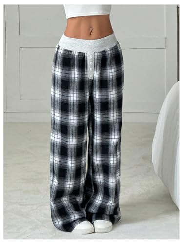 MakeMeChic Women's Y2K Striped Pants Low Rise Elastic Waist Loose Wide Leg Lounge Pant4