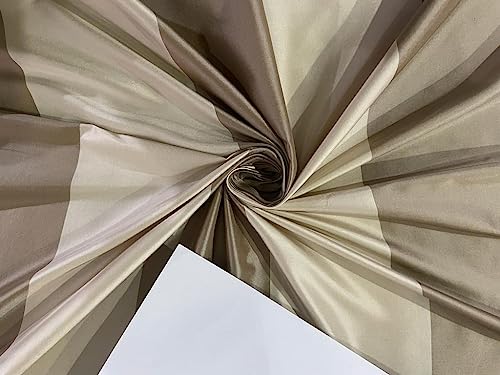 Taffetas 100 % soie Fawn à rayures drapé d'ameublement pour rideaux de salon chic