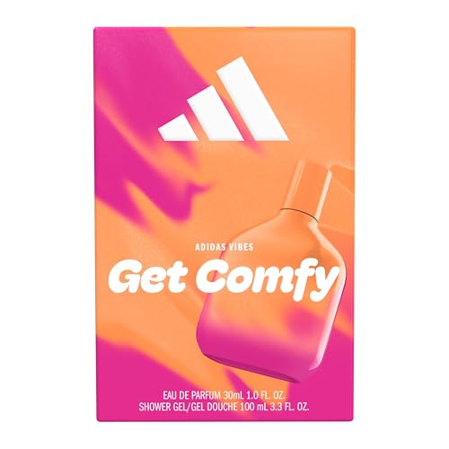 Image of adidas Vibes Get Comfy Giftset 1 fl oz EDP + 3.3 fl oz Shower Gel, Notes of Amber Floral, Mandarin, and Vanilla, Unisex Fragrance, Long Lasting, Sporty Fragrance, Travel Size