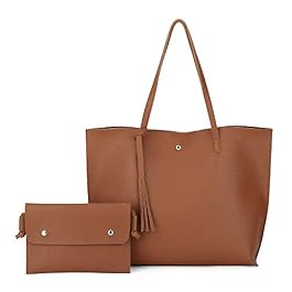 K.EYRE Women’s Faux PU Leather Tote Shoulder Purses Bag for women, Big Capacity Tassel Handbag