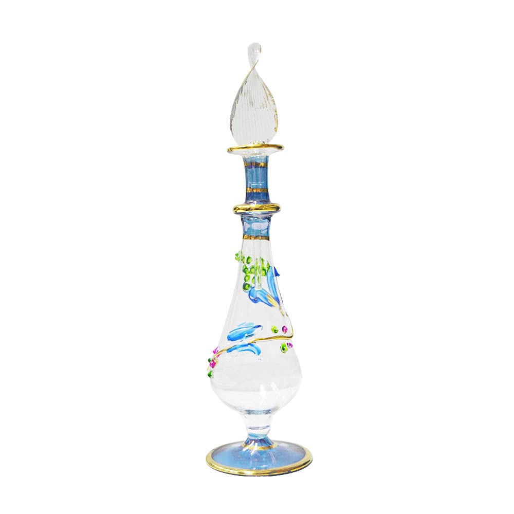 Parfum égyptien en verre soufflé : l'âme de l'Égypte dans un vase bleu