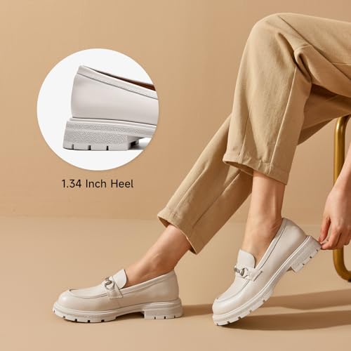 Image of BEAU TODAY Womens Platform Loafers, Leather Penny Loafer Shoes