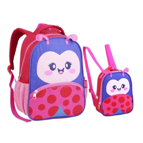 Kit Mochila Costas Lancheira Infantil ZOOP Creche (Pink)