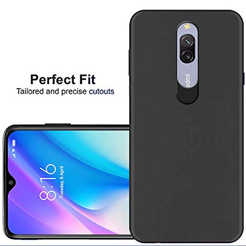 Image of TheGiftKart Sleek Back Cover Case for Redmi 8A Dual | Slim Fit Protective Design | Ultra Matte Finish | Camera Protection Bump | Soft Silicon Back Cover Case (Silicone, Black)