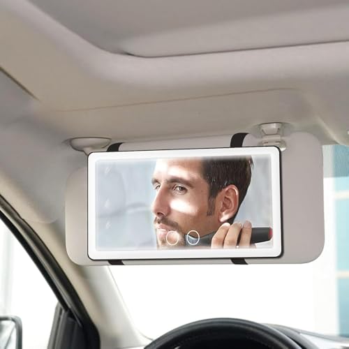 Image of Car Sun Visor Vanity Mirror With 80 LEDs - 3 Light Modes, Rechargeable, Dimmable Touch Control - Universal for Car, Truck, SUV