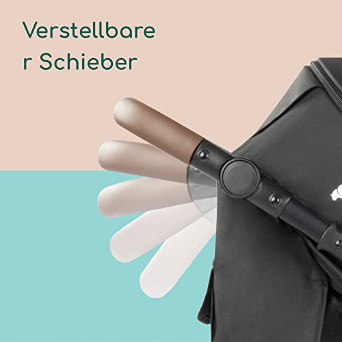 Bebeconfort Ingenious, Kinderwagen ab Geburt, kompakter Kinderwagen, Kinderwagen mit Liegemodus, ab Geburt bis ca. 4 Jahre, bis zu 22 kg, Major Black
