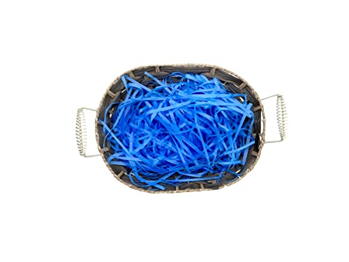 Image of Eco Sarras thin shredded paper crinkle paper grass strips gift tray decoration, gift hamper decorations, gift box fillers, wedding birthday & valentines day gift (100 Grams, Dark Blue)