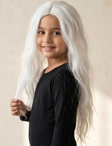 Image of BookMyCostume Long White Hair Extension Wig - Perfect for Fancy Dress, Old Lady Look, Halloween, Stage Performances & Role Play Costume for Kids & Adults