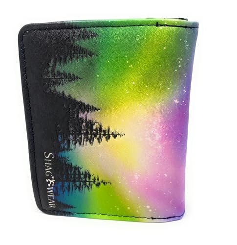 Shag Wear Moose Scene Aurora Borealis Small Animal Wallet for Women and Teen Girls Vegan Faux Leather 4.5"4