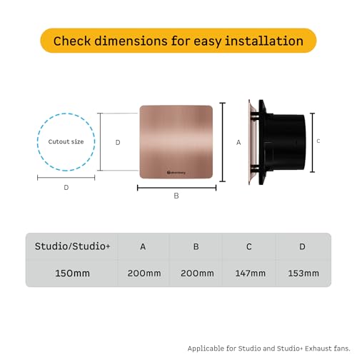 Image of atomberg Studio Exhaust Fan 150mm (6 Inches) | BLDC Motor | 6.8W| Low Noise | 2000 RPM| Ideal for Bathroom,Kitchen | Easy to Clean | Installation-Round Cut (153mm) | 2 Years Warranty | Rose Gold