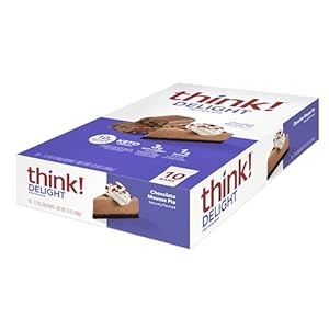 think! Delight, Keto Protein Bars, Healthy Low Carb, Gluten Free Snack – Chocolate Mousse Pie, 10 Count (Packaging May Vary)