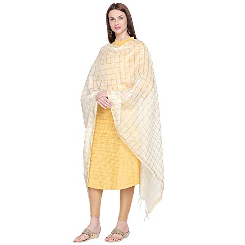 Woman's Checkered Blended Silk Dupatta.4