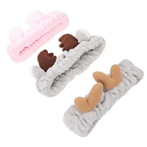 Didiseaon 3 Piezas Diadema De Maquillaje Depurador De Cara Diadema De Spa Orejas Diadema De Toalla Banda Para El Cabello Diademas Caracol Diadema De Baño Mirar Furtivamente Vellón De Coral