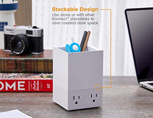 Image of Bostitch Office Konnect Pencil Cup Desk Organizer, Pen Cup, White