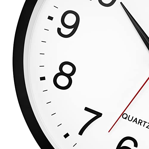Foxtop 12 Inch Battery Operated Wall Clock Silent Non-Ticking Quartz Round Analog Wall Clock For Classroom School Office Living Room Bedroom Home (Black) #TOP5