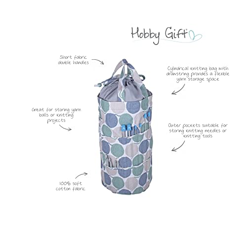 Hobby Gift Knitting Bag Drawstring Storage Craft Project Tote-Accessory Hook Needle Pockets, Cotton, Yarn Balls, 15 x 41 x 19.5cm - Image 4