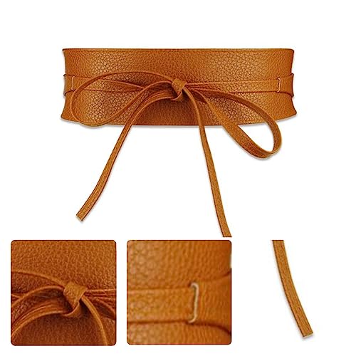 Women Faux Leather Waist Belt, Gold Belts for Women Dresses, Fashion Wrap Around Obi Belt3