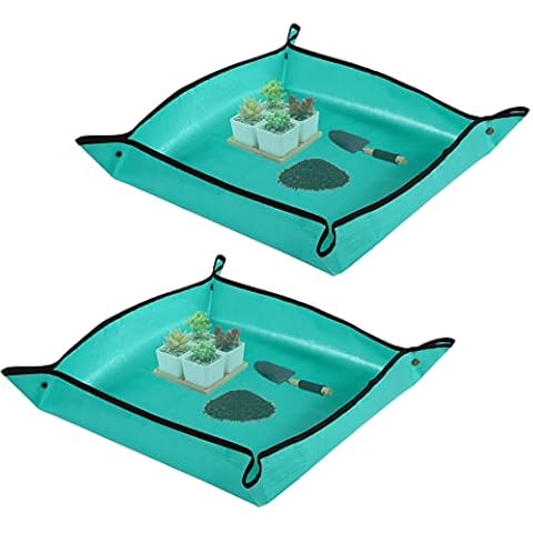 Owl Focus Repotting Mat for Indoor Plant Transplanting and Mess Control,29.5" x 29.5" PE Potting Tray for Succulent and Bonsai Plant,Gardening Gifts for Planter Lovers,Pack of 2 Cover