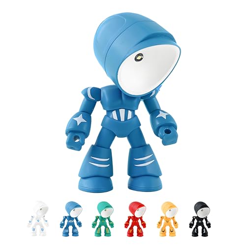 Jetdoggy LED Mini Night Light Adjustable Cute Cartoon Robot Companion Table Light Adjustable Lonely Robot Cartoon Cute Robots Design Companion Table Light Magnetic Base for Gifts (Blue)