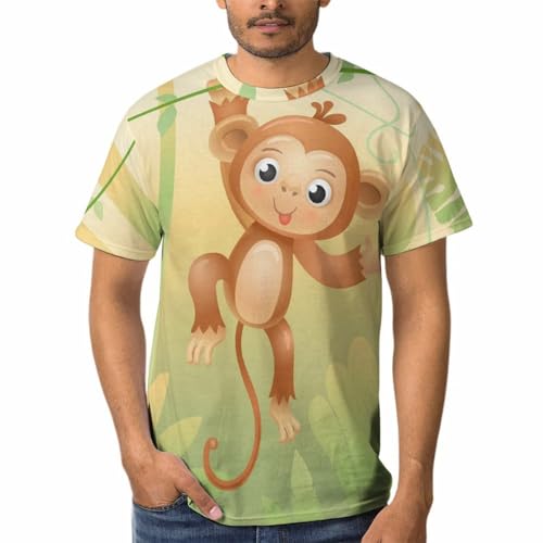 T-Shirts à Col Rond Dessin Animé Singe Homme pour Rester Original