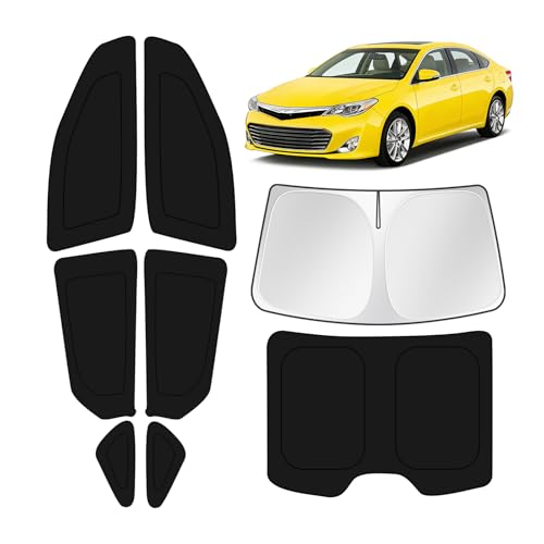 Image of KUST Car Window Shades for Toyota Avalon 2013-2018 Windshield Sun Shade Side Window Cover UV Block Privacy Protection Accessories for Camping Blackout Rear Back Full Set 8PCS