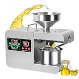 820W Electric Oil Press Machine, Full Stainless Steel Foldable Oil Extractor, Hot/Cold Press Oil Maker Machine with Intelligent Control & Display/Hopper/Filter for Peanut Soybean