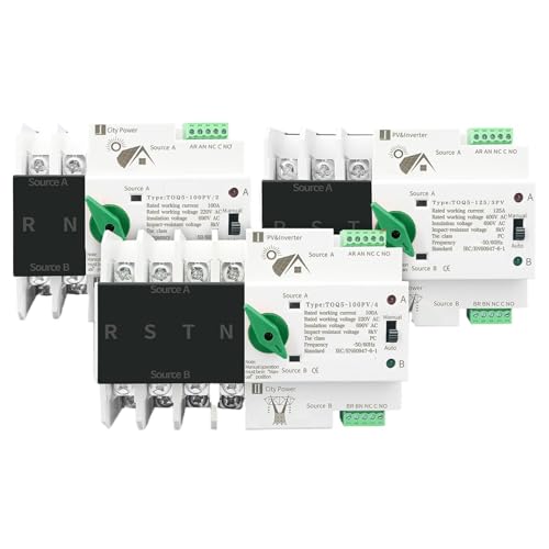 Inverseur de source automatique pour PV et onduleur, ATS 4P 100A sur rail DIN