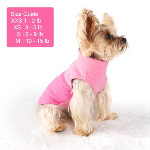 Image of Dog Clothes for Small Dogs Fleece Vest Dog Sweater Boy Girl, Warm Pullover Fleece Doggie Jacket, Winter Pet Ourfit Chihuahua Sweater - Yorkie Clothes (Pink+Rose, X-Small)