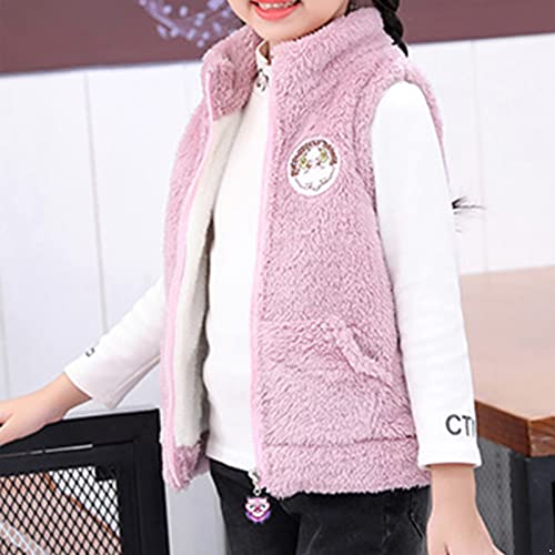 Kids Girls Polar Fleece Vest Stand Collar Zipper Jacket Coat Waistcoat Vest Winter Thick Warm Outerwear4
