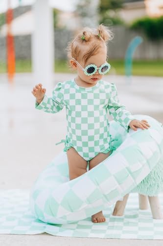 MAYUMMPY Toddler Baby Girls Bikini Beach Swimwear Zipper Swimsuit UPF 50+ Rash Guard One Piece Long Sleeve Bathing Suit - Image 3