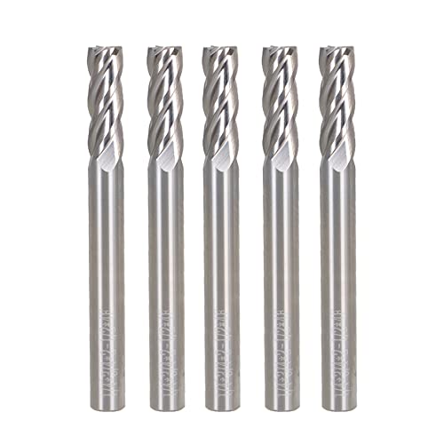 Image of 4 Flute Carbide End Mill 3 /4 Inch Cutting Length x 2-1 /2 Inch Overall Length x 1 /4 Inch Stem Diameter Suitable for Aluminum Cutting Non-Ferrous Metals Up Cutting 5 pcs